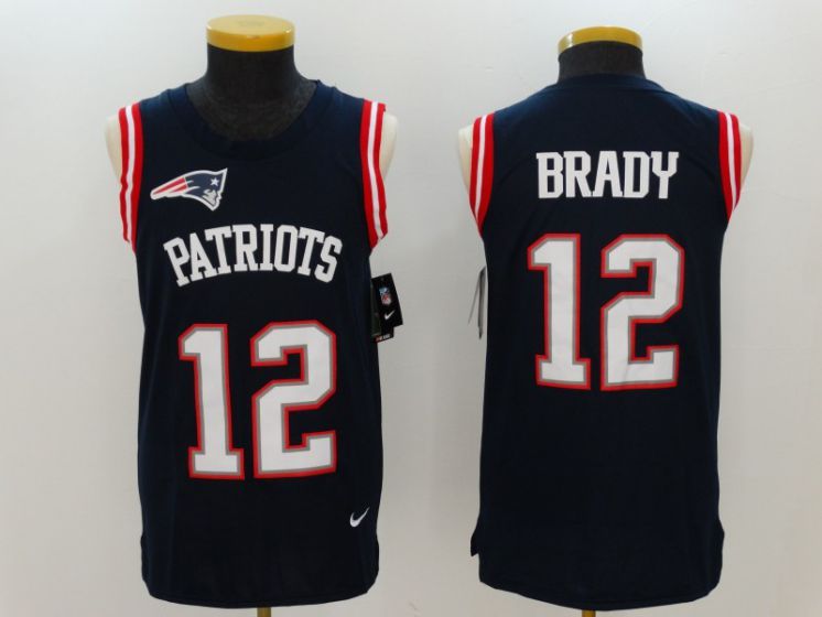 Men New England Patriots #12 Tom Brady Blue Rush Player Name Number Tank Top stitched NFL Jerseys